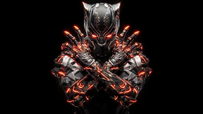 Black Panther with glowing orange accents