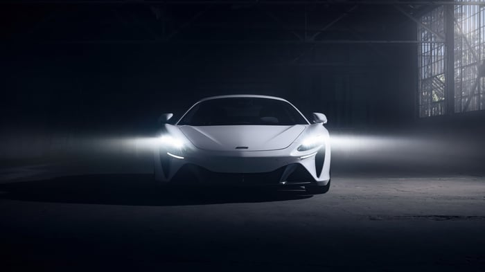 White McLaren Artura in a Dark Warehouse