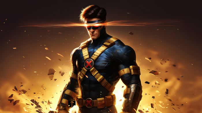 Cyclops from X-Men firing optic blast