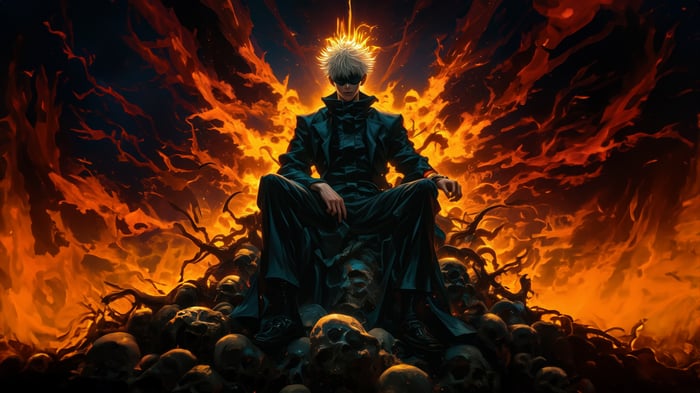 Gojo Satoru on a Throne of Skulls