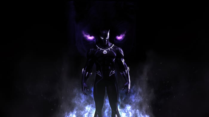 Black Panther with Glowing Purple Eyes