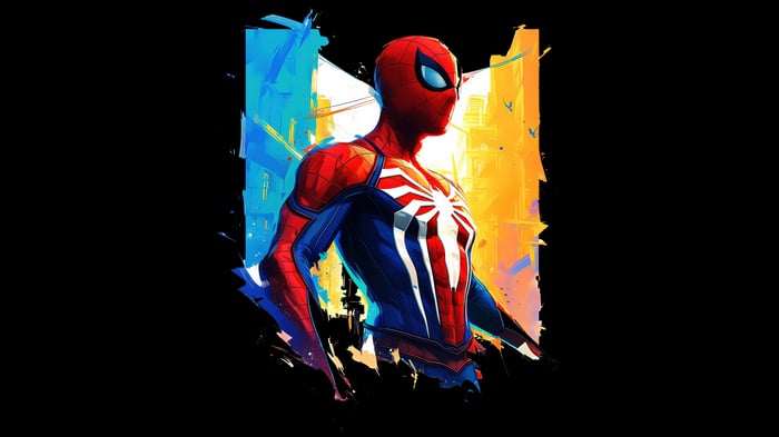 Spider-Man in a stylized city