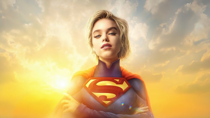 Supergirl in a superhero costume
