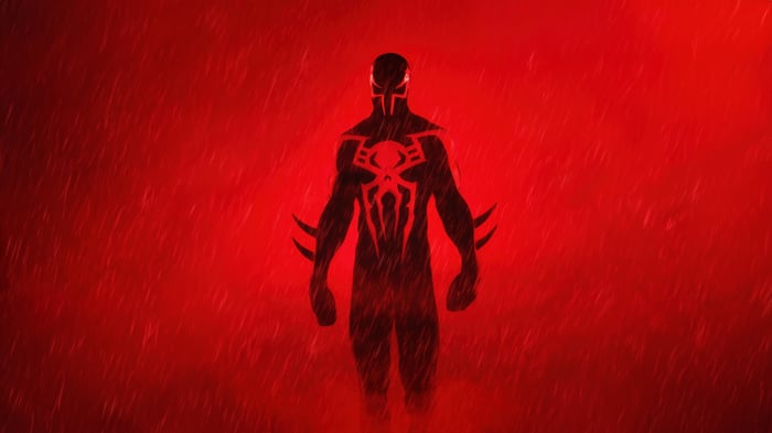 Spider-Man 2099 Silhouette in Red Rain