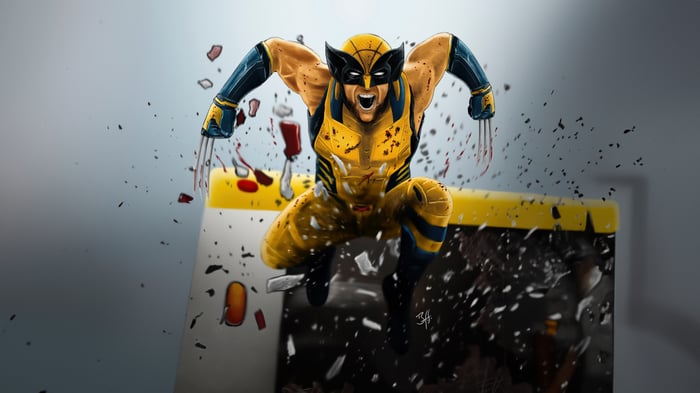 Wolverine in yellow and blue costume