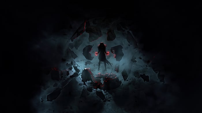 Scarlet Witch surrounded by debris