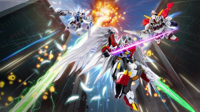 Gundam Breaker 4 Mobile Suits in Combat