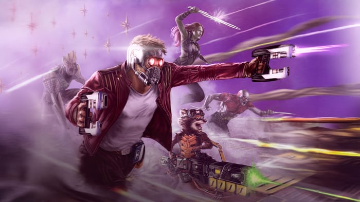 Guardians of the Galaxy characters in action
