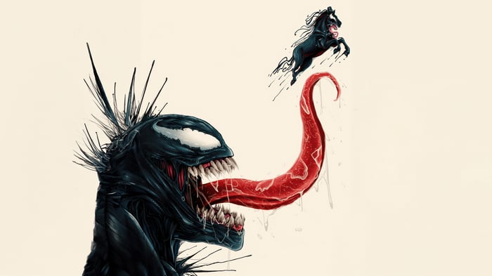 Venom and a black horse