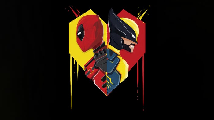 Deadpool and Wolverine in a heart shape