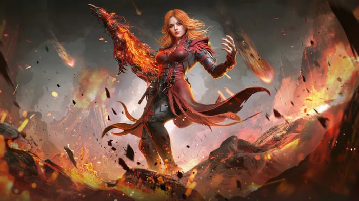 Call of Duty Mobile Game Character with Fiery Weapon