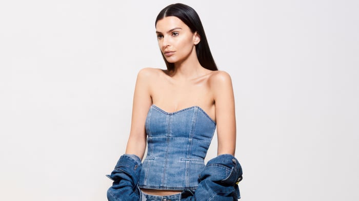 Emily Ratajkowski in Denim Corset and Jacket