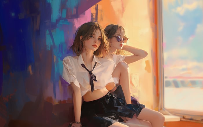 Anime School Girls Radiant Beauty