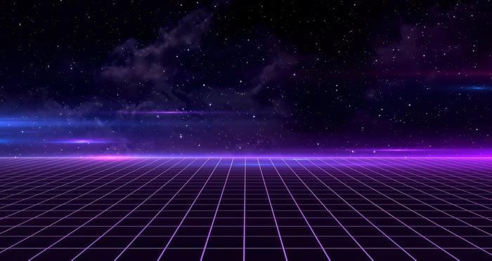 Retrowave Cyber Grid with Purple Hues