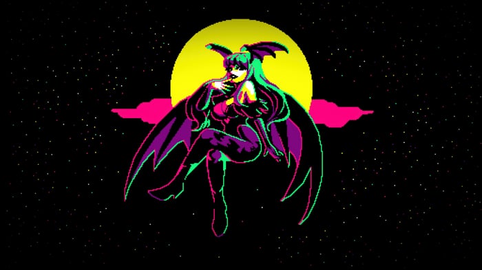 Morrigan Aensland in pixel art style