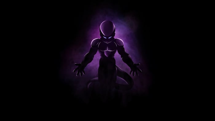 Frieza in his final form with purple aura