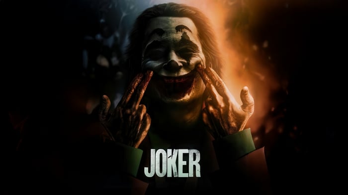 The Joker with bloody fingers
