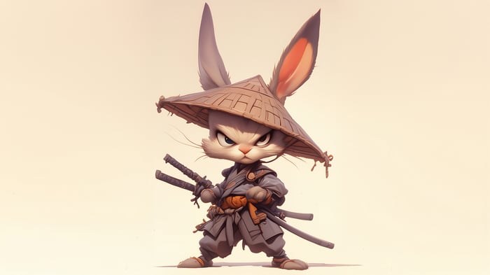 Samurai Rabbit with Katanas