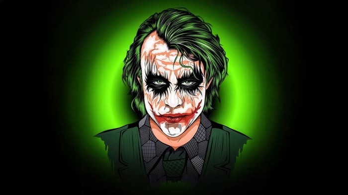 The Joker with green hair and makeup