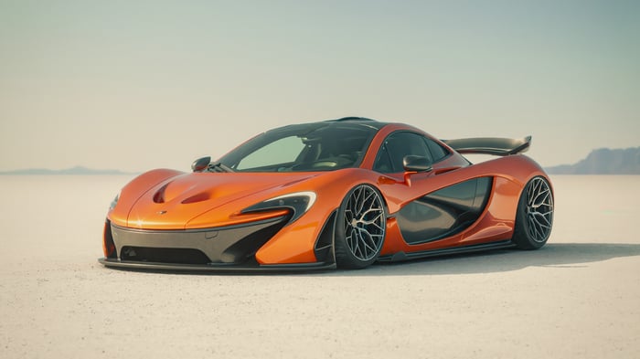 Orange McLaren P1 on a Salt Flat