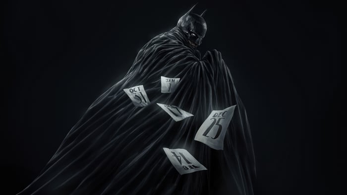 Batman with torn calendar pages