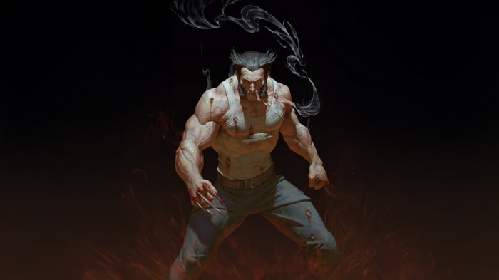 Wolverine with adamantium claws and cigar