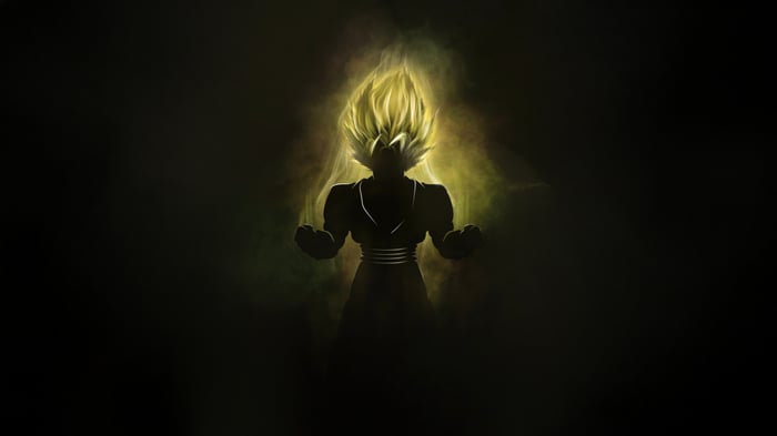 Goku in Super Saiyan form with glowing aura
