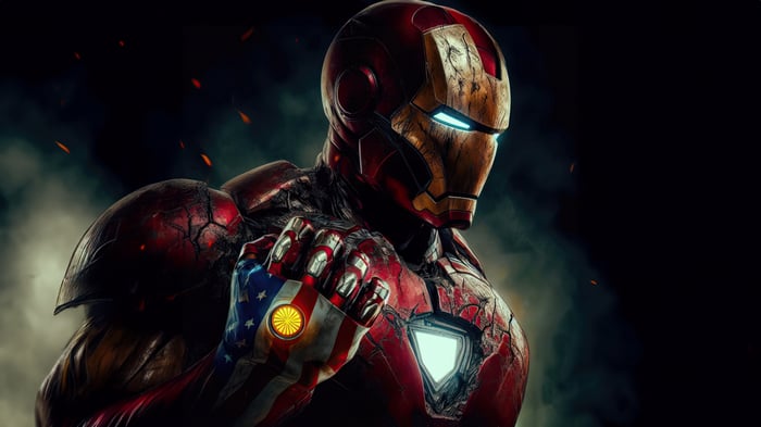 Iron Man with American Flag Gauntlet