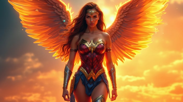 Wonder Woman with Fiery Wings