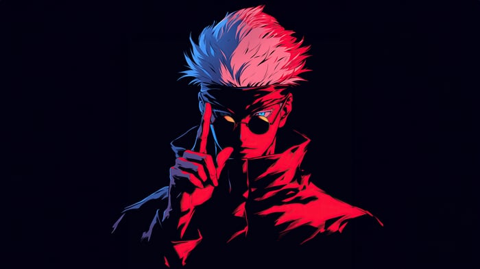 Satoru Gojo with Red and Blue Lighting