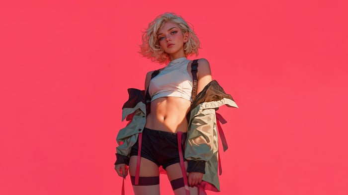 Blonde Rebel in Stylish Outfit