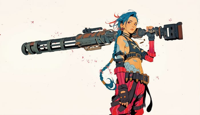Jinx with a large minigun