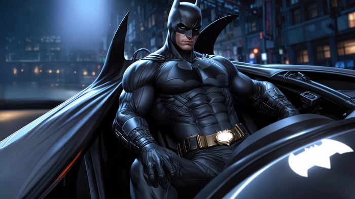 Batman in the Batmobile