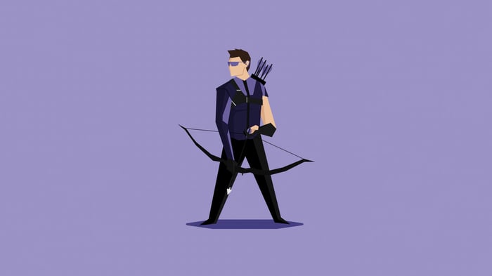 Hawkeye holding a bow and arrow
