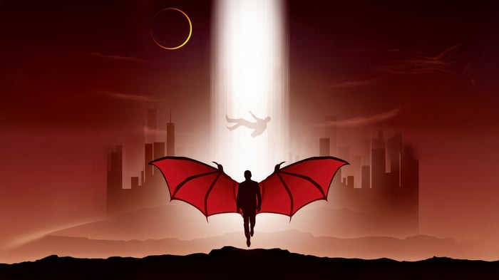 Lucifer with Wings and Falling Man