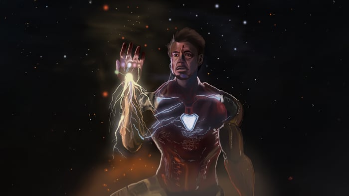 Iron Man with Infinity Gauntlet in Space