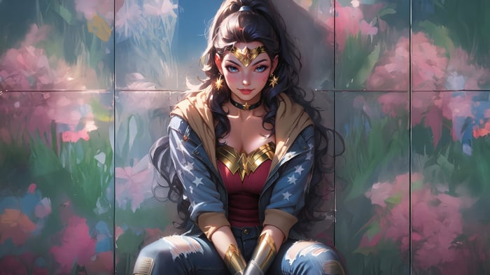 Wonder Woman in a casual outfit