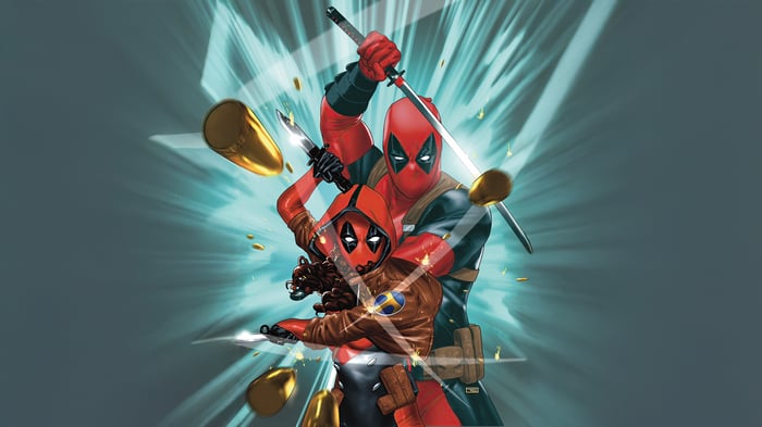 Deadpool and Kidpool with Swords