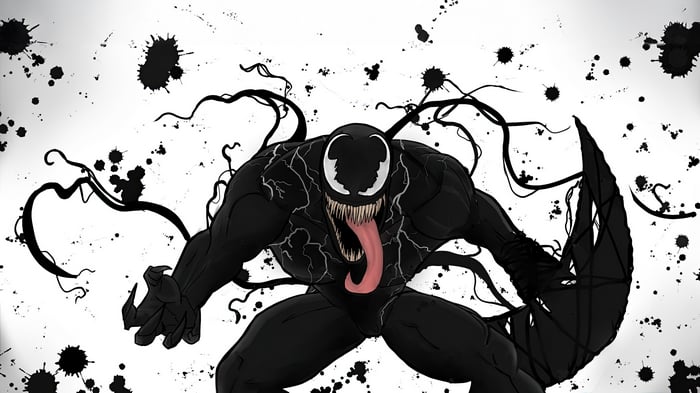 Venom with black ink splatters
