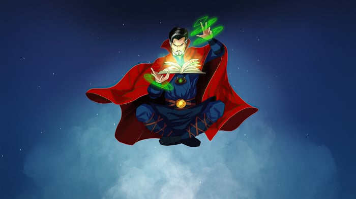Doctor Strange Levitating and Casting Spells