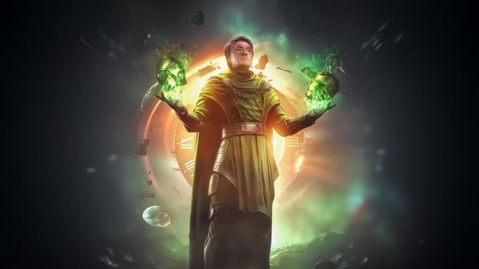 Doctor Doom with green energy orbs