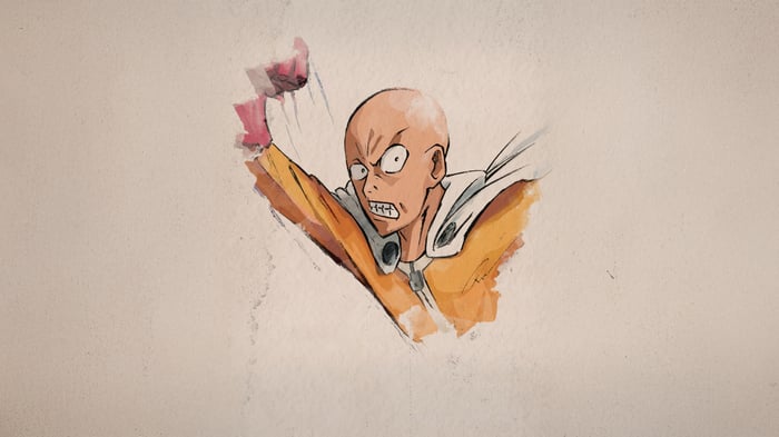 Saitama from One Punch Man punching