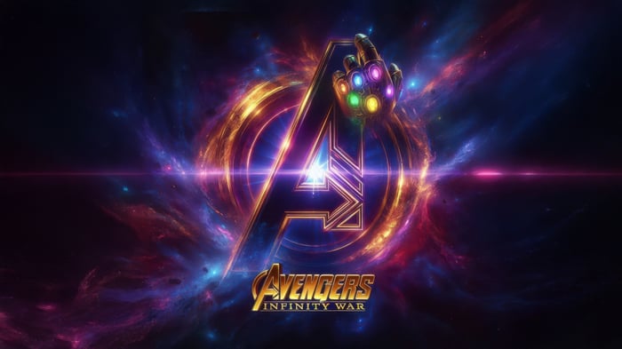 Avengers Infinity War Logo with Infinity Gauntlet