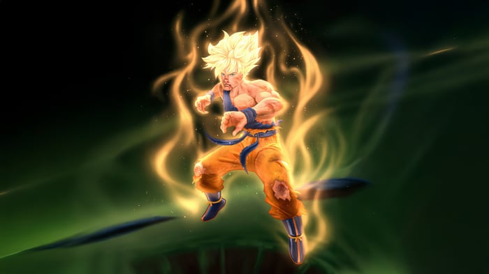 Goku in Super Saiyan form with golden aura