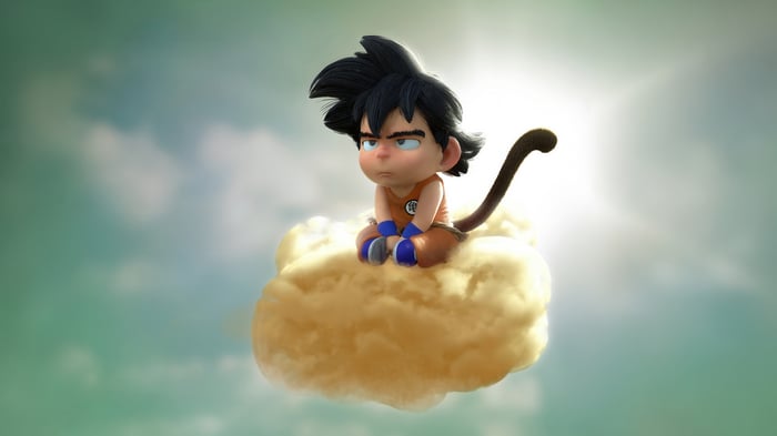 Chibi Goku on Nimbus Cloud