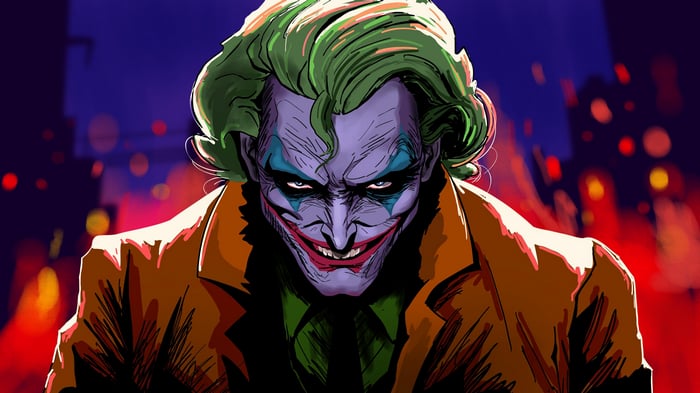 Outlaw Joker with green hair and orange jacket