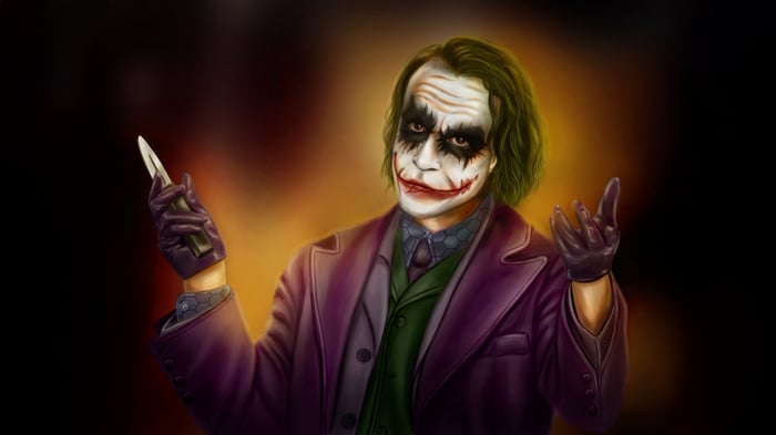 The Joker holding a knife