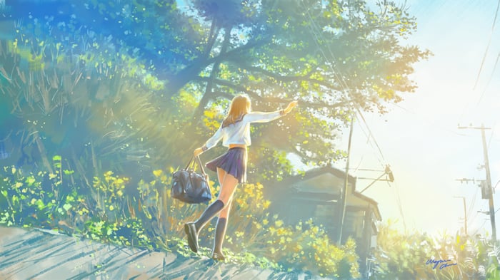 Anime Girl Heading Home After School