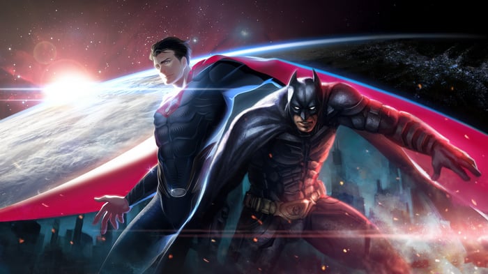 Superman and Batman in Space