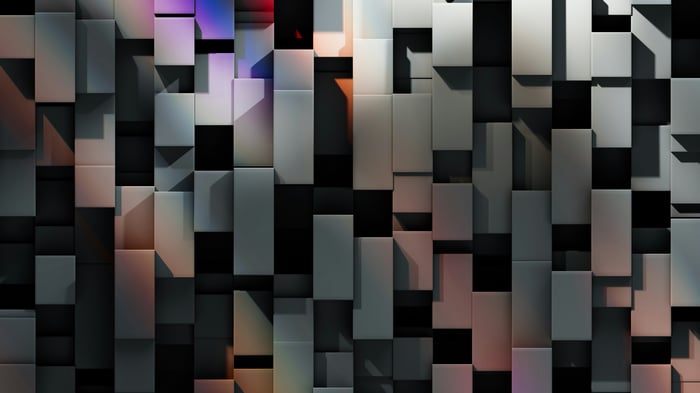 Abstract pattern of 3D blocks and rectangles